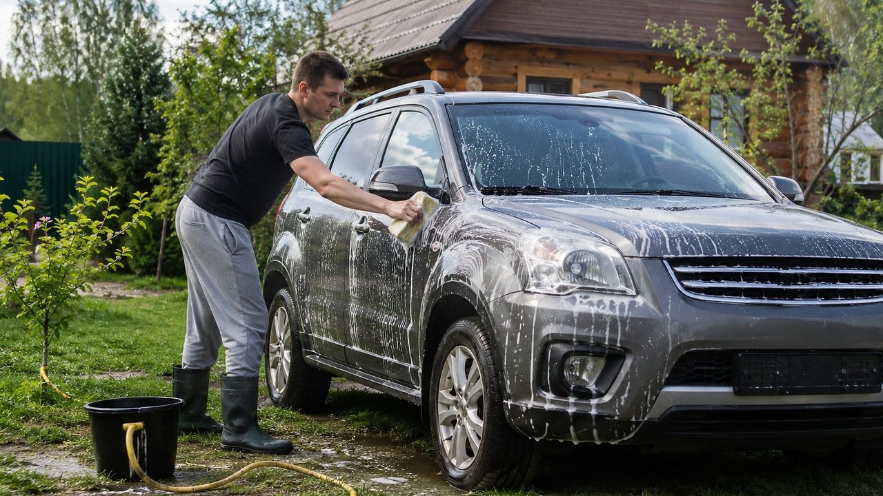 Российским водителям грозит штраф за мытье автомобилей на дачных участках